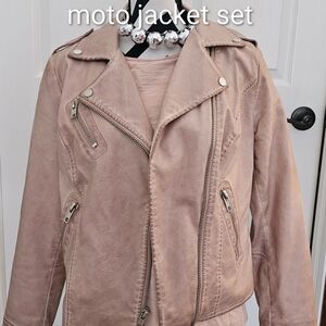 Women's Moto Jacket Set in Pink